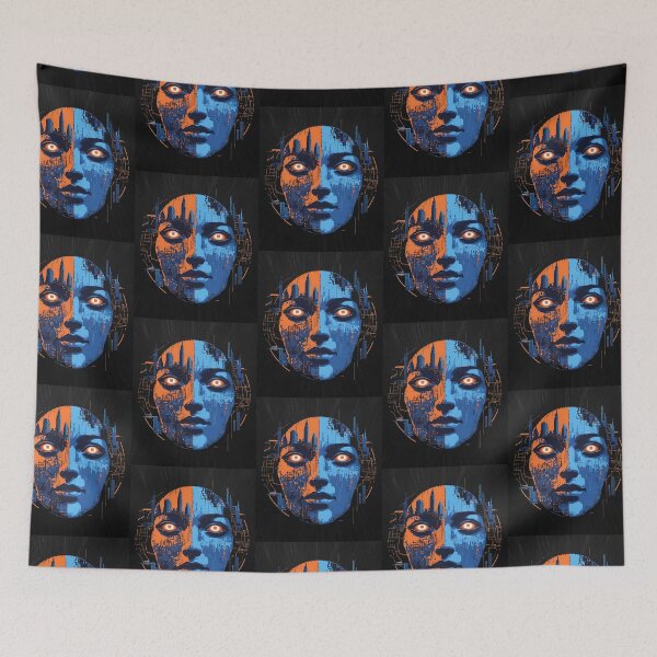 Item preview, Futuristic City Woman Face with Cyber Tech Split Design designed and sold by Taans-Creation.
