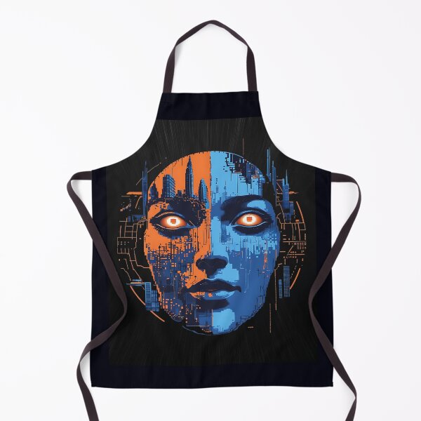 Item preview, Futuristic City Woman Face with Cyber Tech Split Design designed and sold by Taans-Creation.
