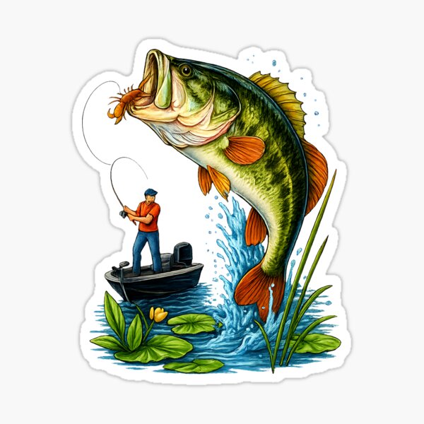 Fishing Graphic Large Mouth Bass Fish Sticker
