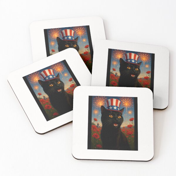 Item preview, Funny Cat Selfie 4th of July Red Poppy For Dad Mom Cat Lover designed and sold by diyoor.