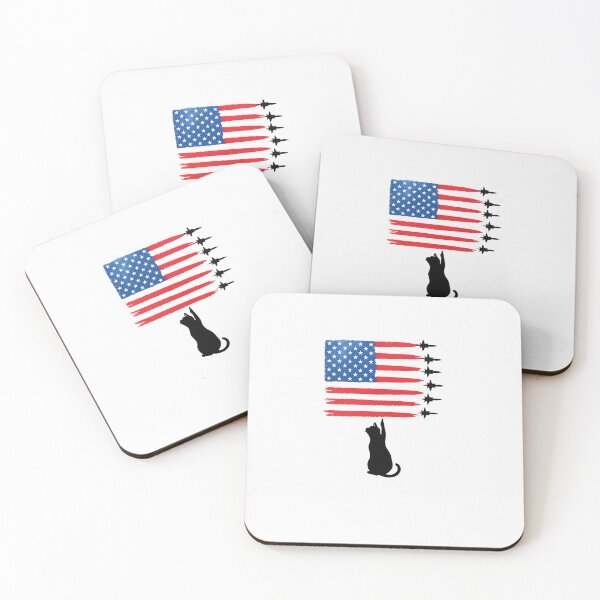 Item preview, Funny Cat with Fighter Jets 4th of July Patriotic USA Flag designed and sold by diyoor.