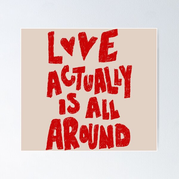 Item preview, Love Actually is All Around Art Print Poster, Heart Valentine Trendy Retro Love Heart Illustration, Mid Century Print, Modern Kitchen Art designed and sold by NaserRinye.