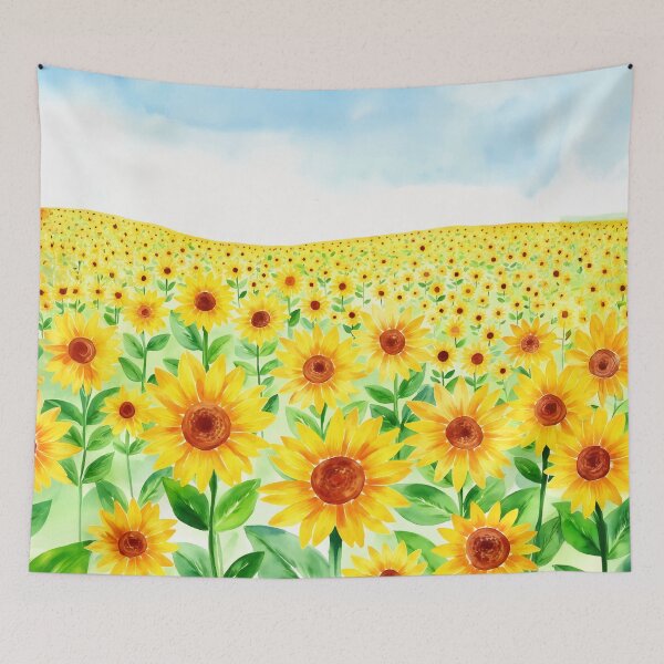 Item preview, Sunflower Field Watercolor designed and sold by Magnolia Valley Art.