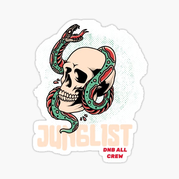 Item preview, junglist drum n bass festival dj skull snake dance music  designed and sold by Ravermonkey.