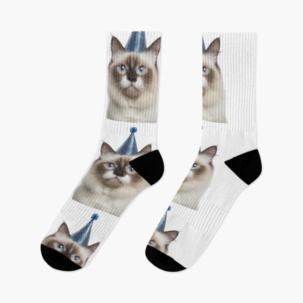 Item preview, Cute Ragdoll Cat with Party Hat Birthday Celebration designed and sold by LazyOwlStore.