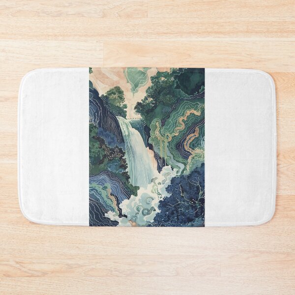 Item preview, Hokusai Ukiyo-e Japanese Waterfall Wall Art Landscape Poster Print Blue Green Japanese Home Decor designed and sold by Gargamal.