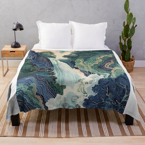 Item preview, Hokusai Ukiyo-e Japanese Waterfall Wall Art Landscape Poster Print Blue Green Japanese Home Decor designed and sold by Gargamal.