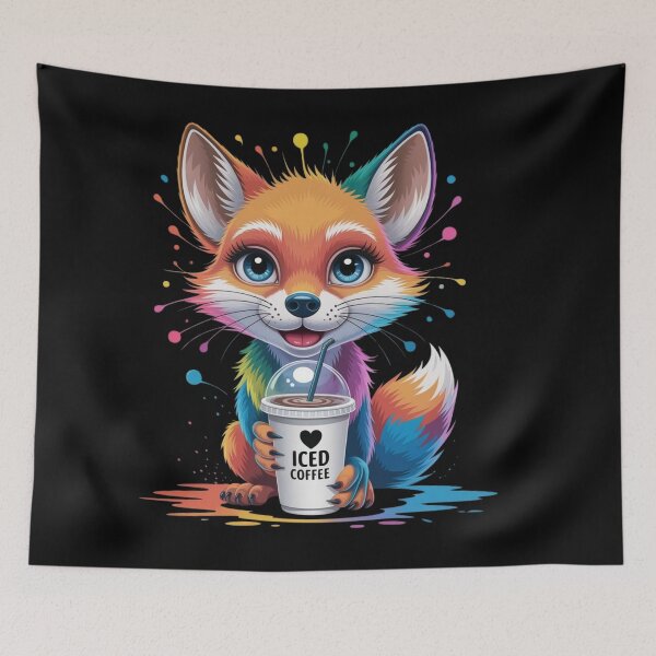 Item preview, Iced Coffee Cute colorful fox designed and sold by Marti’s Shop Corner.