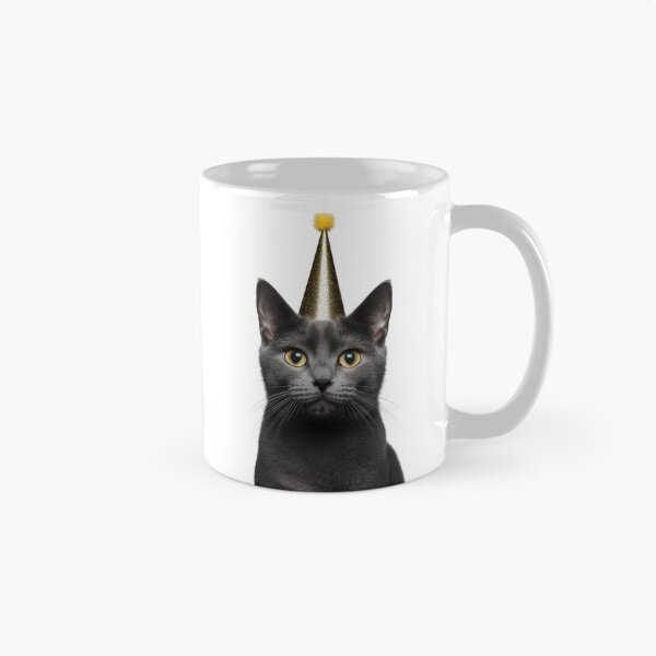 Item preview, Cute Russian Blue Cat with Party Hat Birthday Celebration designed and sold by LazyOwlStore.