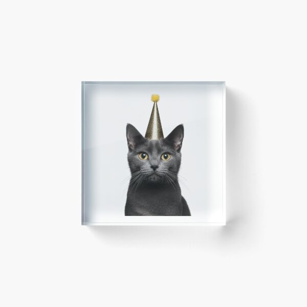 Artikelvorschau, Süße Russisch Blau Katze mit Partyhut Geburtstagsfeier entworfen und verkauft von LazyOwlStore.