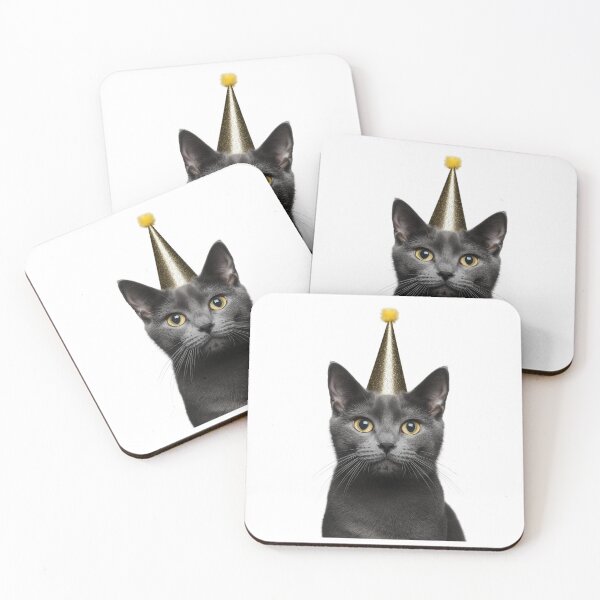 Item preview, Cute Russian Blue Cat with Party Hat Birthday Celebration designed and sold by LazyOwlStore.