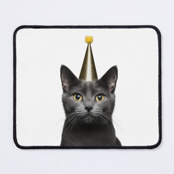 Item preview, Cute Russian Blue Cat with Party Hat Birthday Celebration designed and sold by LazyOwlStore.