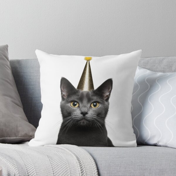Item preview, Cute Russian Blue Cat with Party Hat Birthday Celebration designed and sold by LazyOwlStore.