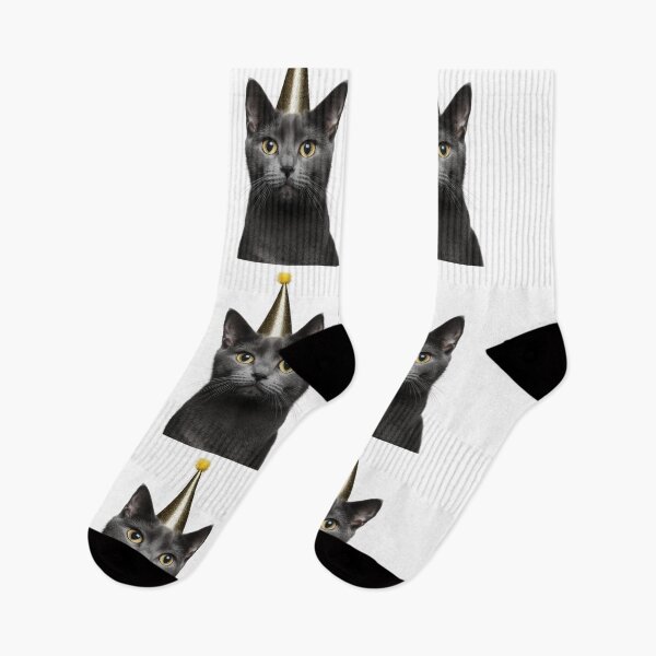 Item preview, Cute Russian Blue Cat with Party Hat Birthday Celebration designed and sold by LazyOwlStore.