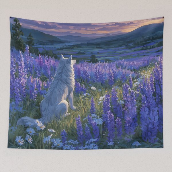 Item preview, Lone Wolf Beneath the Starry Meadow Sky designed and sold by AshiraCreations.