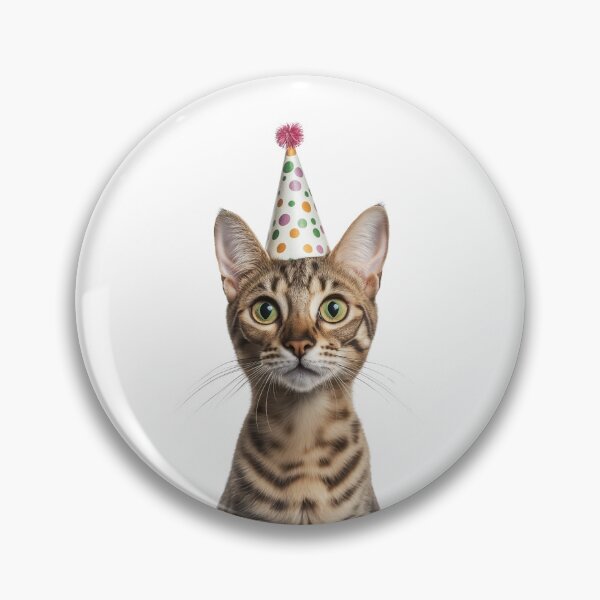 Item preview, Cute Savannah Cat with Party Hat Birthday Celebration designed and sold by LazyOwlStore.