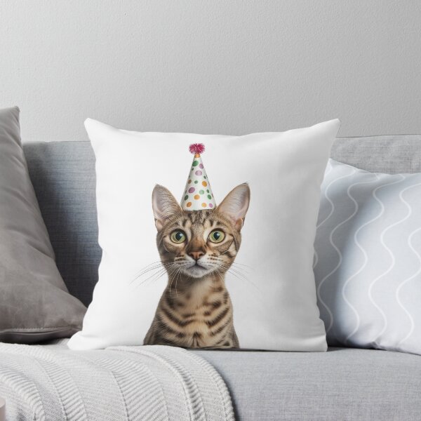 Item preview, Cute Savannah Cat with Party Hat Birthday Celebration designed and sold by LazyOwlStore.