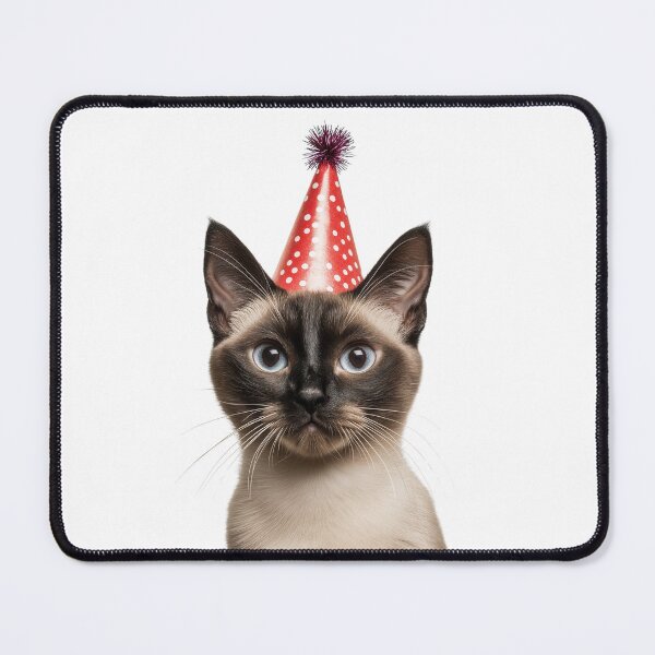 Item preview, Cute Siamese Cat with Party Hat Birthday Celebration designed and sold by LazyOwlStore.