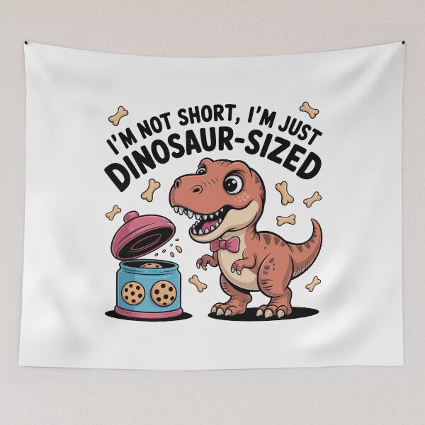 Item preview, Quirky Slogan, im not short im Dinosaur sized designed and sold by graphic-genie.