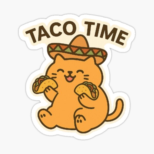 Item preview, Taco Time – Chunky Kitten, Cute Sombrero Cat with Tacos Funny Food Art designed and sold by Funky Kitten.