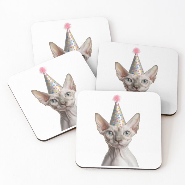 Item preview, Cute Sphynx Cat with Party Hat Birthday Celebration designed and sold by LazyOwlStore.