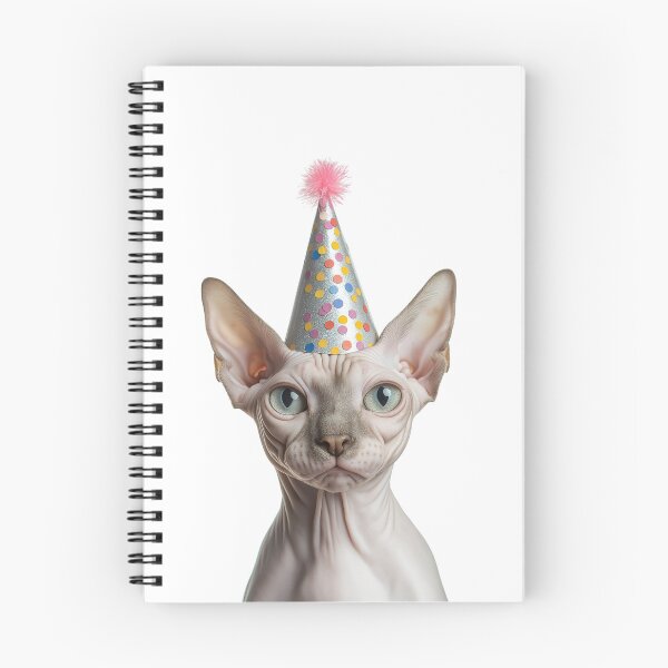 Item preview, Cute Sphynx Cat with Party Hat Birthday Celebration designed and sold by LazyOwlStore.
