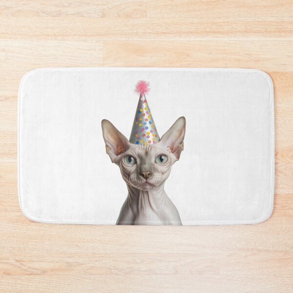 Item preview, Cute Sphynx Cat with Party Hat Birthday Celebration designed and sold by LazyOwlStore.