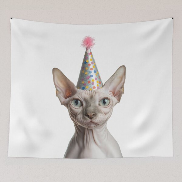Item preview, Cute Sphynx Cat with Party Hat Birthday Celebration designed and sold by LazyOwlStore.