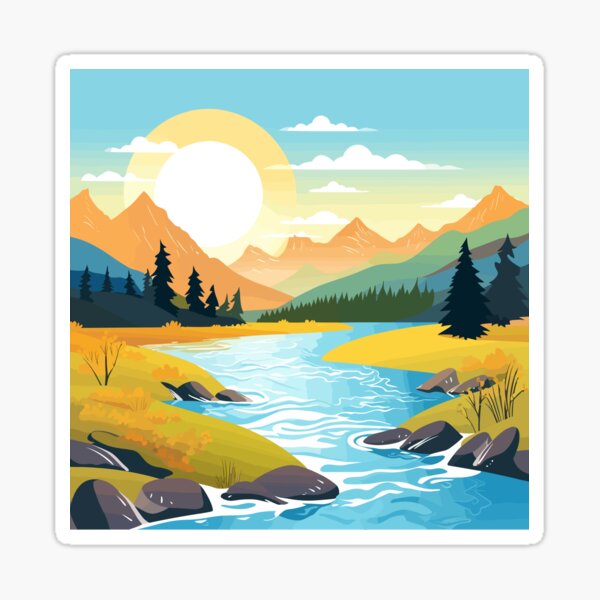 Item preview, Sunrise at calming mountains and river designed and sold by Ikiyou7.