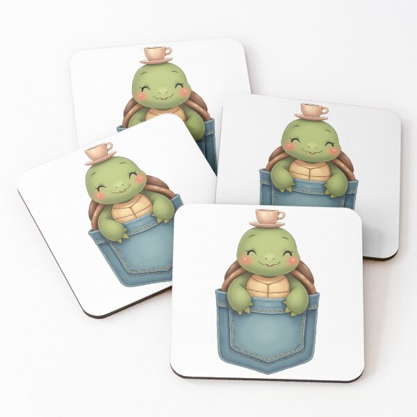Item preview, Pocket Turtle with Tea Cup | Cute Cozy Reptile Design designed and sold by ArtbotsGallery.