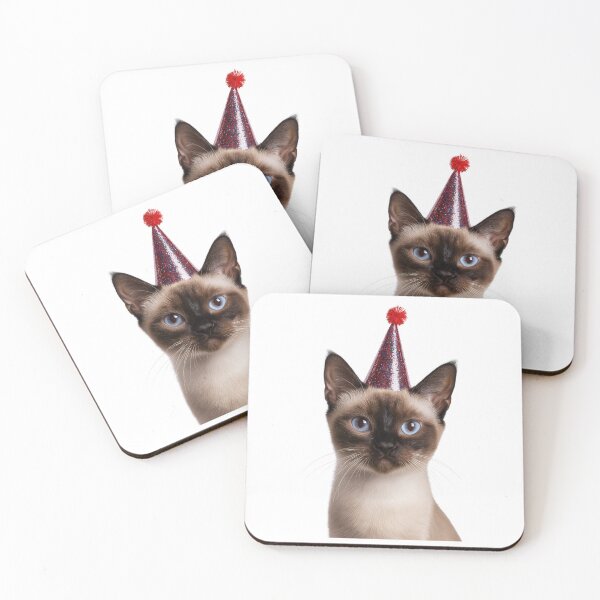 Item preview, Cute Tonkinese Cat with Party Hat Birthday Celebration designed and sold by LazyOwlStore.