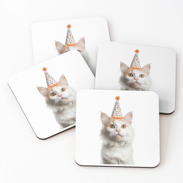 Item preview, Cute Turkish Van Cat with Party Hat Birthday Celebration designed and sold by LazyOwlStore.