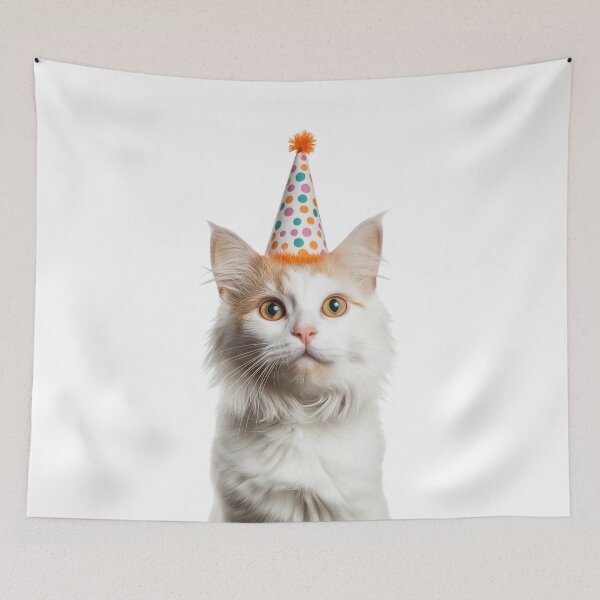 Item preview, Cute Turkish Van Cat with Party Hat Birthday Celebration designed and sold by LazyOwlStore.