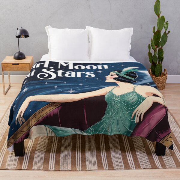 Item preview, 1920s Art Deco painting of Girl ,Moon and stars designed and sold by Tamas Das.