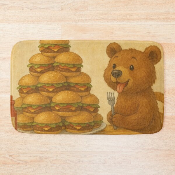 Item preview, funny grizzly eats hamburger designed and sold by Mauswohn.