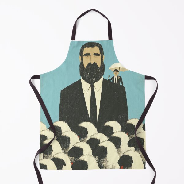Item preview, Surreal Bearded Leader Among Sheep with Tiny Umbrella Man designed and sold by Retrocranio.