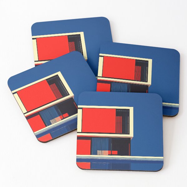 Item preview, Bold Modernist House with Red Panels and Blue Sky designed and sold by Retrocranio.