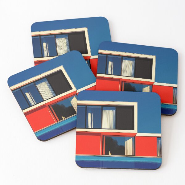 Item preview, Sleek Modernist Villa with Red Panels and Glass Reflections designed and sold by Retrocranio.