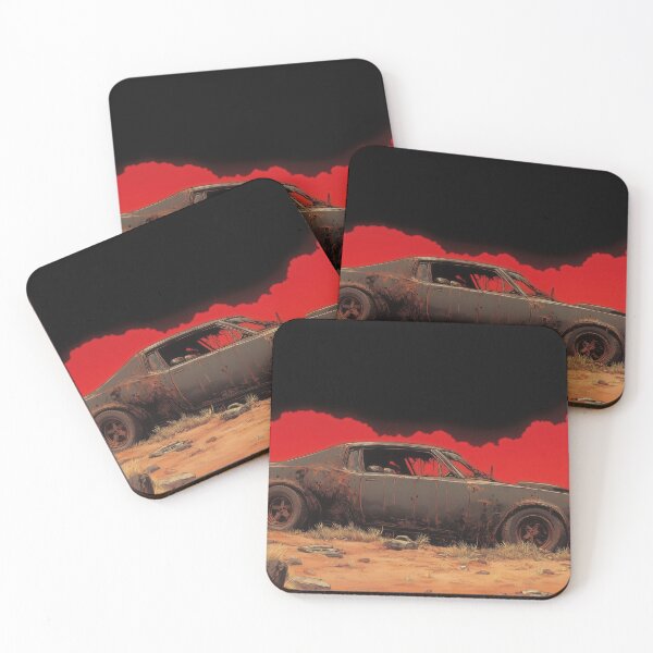 Item preview, Traffic Grabbing Title	High-Volume SEO Tags	Keyword-Rich Description Abandoned Muscle Car in Desert Under Fiery Red Sky designed and sold by Retrocranio.