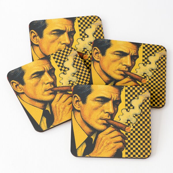 Item preview, Pop Art Cigar Man | Retro Bold Halftone Portrait in Yellow, Red & Black designed and sold by American Steel.