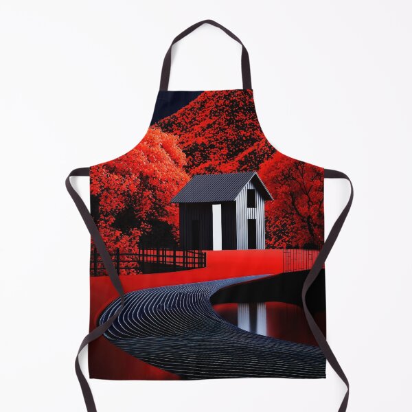 Item preview, Neon River Path to House in Red Forest Nightscape designed and sold by Retrocranio.