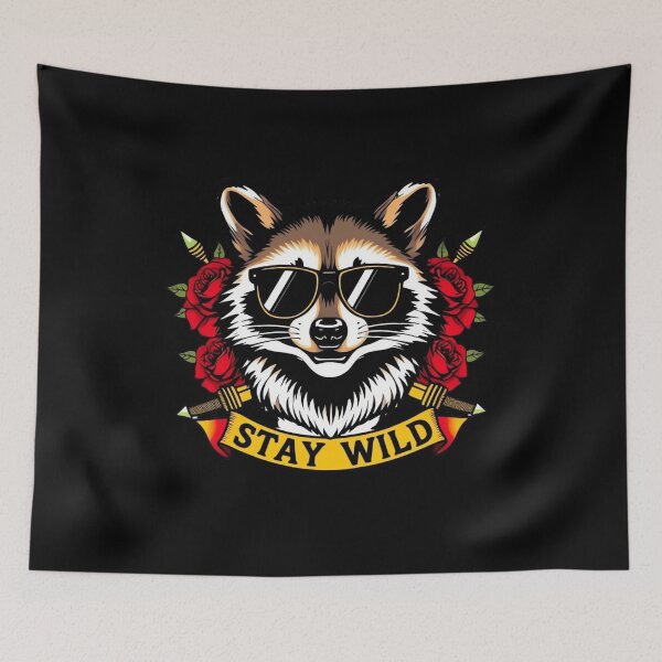 Item preview, Stay Wild – Tattoo Style Raccoon designed and sold by ARTReMi.