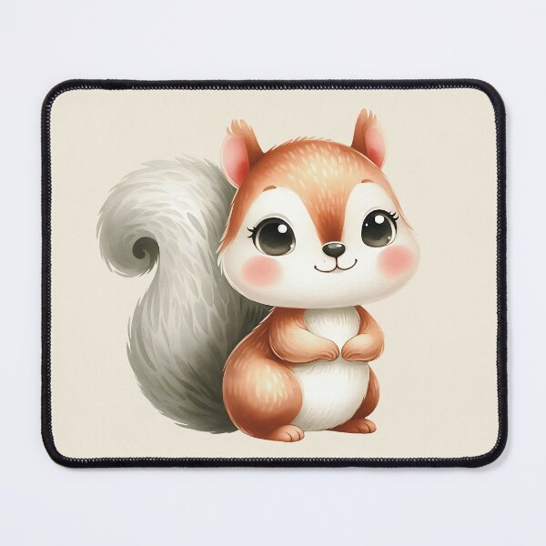 Item preview, Cute squirrel with bushy tail, baby squirrel illustration, cute animal cartoon animal lover, squirrel with big eyes and pink cheeks, adorable forest animal, nursery gift idea designed and sold by Connys Colorful World.