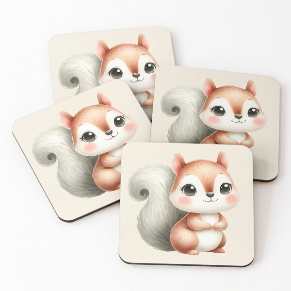 Item preview, Cute squirrel with bushy tail, baby squirrel illustration, cute animal cartoon animal lover, squirrel with big eyes and pink cheeks, adorable forest animal, nursery gift idea designed and sold by Connys Colorful World.