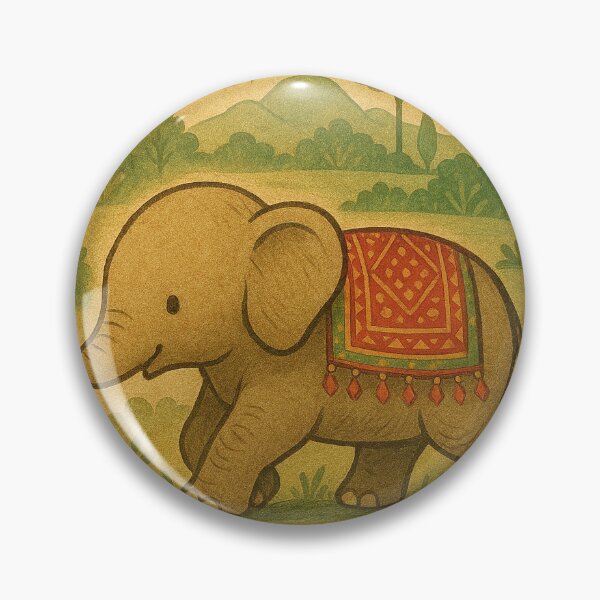 Item preview, Cute Lanna Baby Elephant – Thai Folk Art Nature Design designed and sold by HAFIZ-DP.