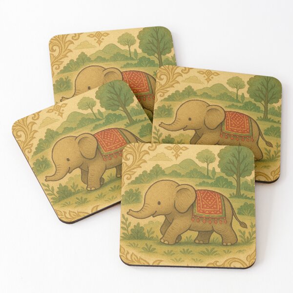 Item preview, Cute Lanna Baby Elephant – Thai Folk Art Nature Design designed and sold by HAFIZ-DP.
