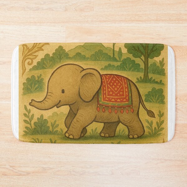 Item preview, Cute Lanna Baby Elephant – Thai Folk Art Nature Design designed and sold by HAFIZ-DP.