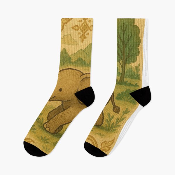 Item preview, Cute Lanna Baby Elephant – Thai Folk Art Nature Design designed and sold by HAFIZ-DP.