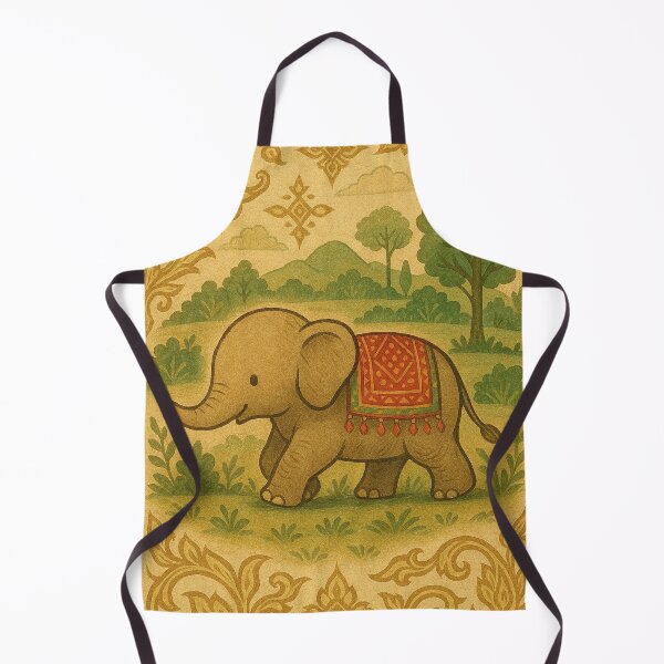 Item preview, Cute Lanna Baby Elephant – Thai Folk Art Nature Design designed and sold by HAFIZ-DP.