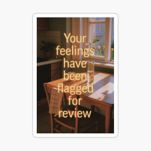 Item preview, Your Feelings Have Been Flagged – Warm Kitchen Surveillance Art Print designed and sold by The Ritual Kiosk.